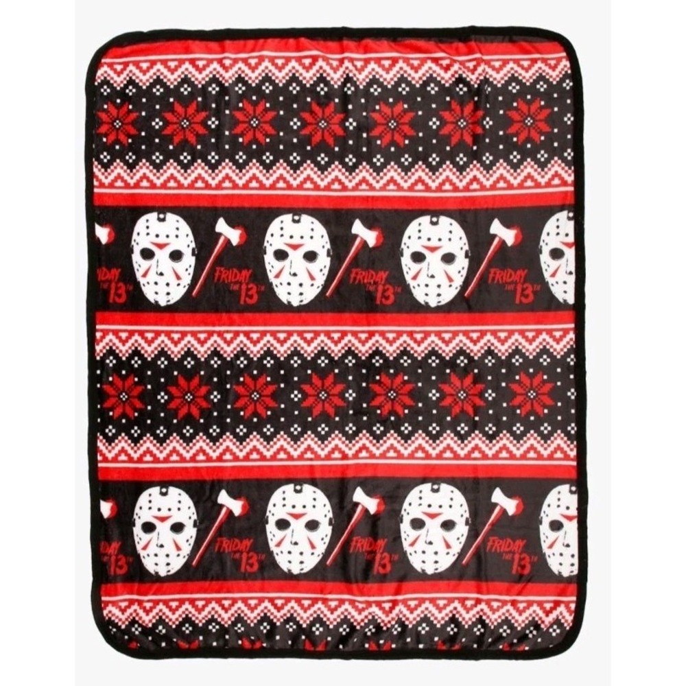 NEW Friday The 13th Jason Axe Fair Isle Holiday Silky Soft Throw Blanket 46x60"